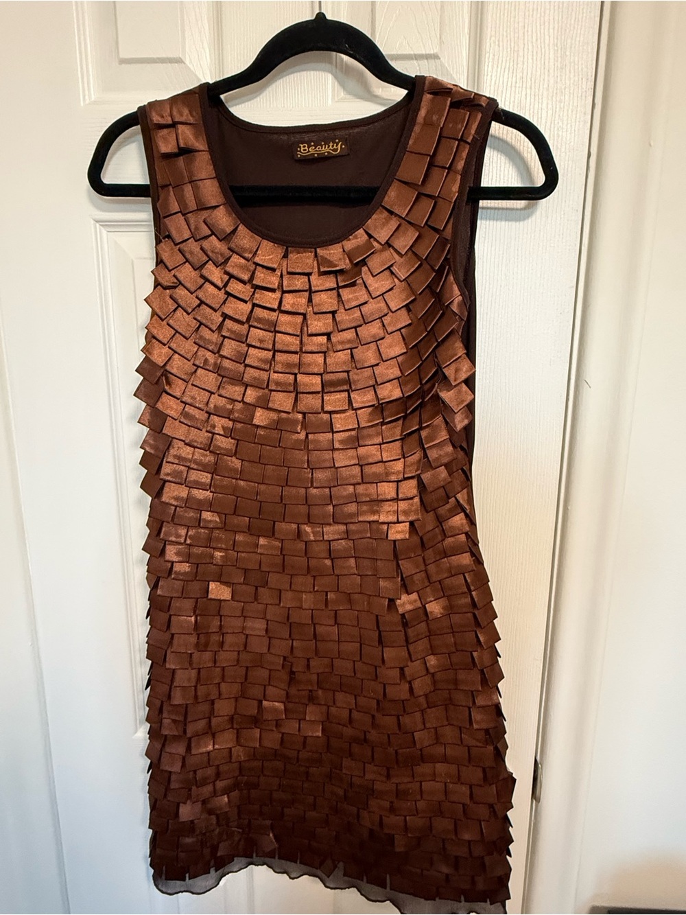 Brown silky satin beauty dress